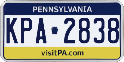 PA license plate KPA2838