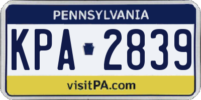 PA license plate KPA2839
