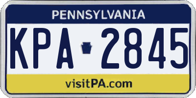 PA license plate KPA2845