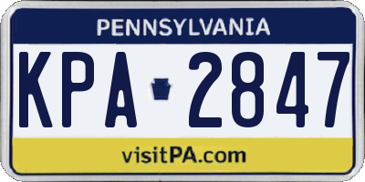 PA license plate KPA2847