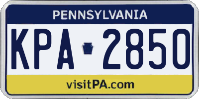 PA license plate KPA2850