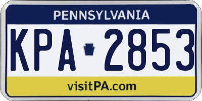 PA license plate KPA2853