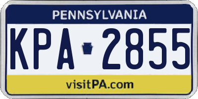 PA license plate KPA2855