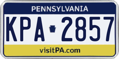 PA license plate KPA2857