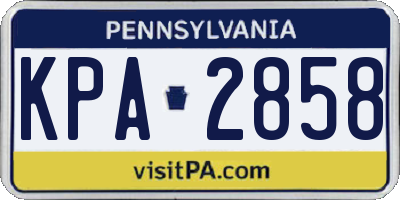 PA license plate KPA2858