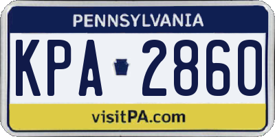 PA license plate KPA2860