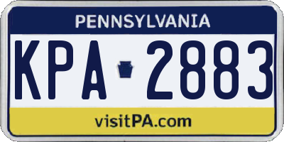 PA license plate KPA2883