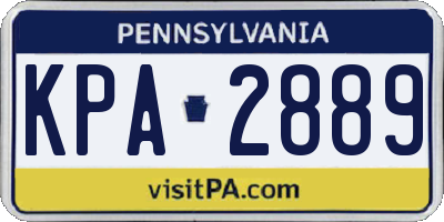 PA license plate KPA2889