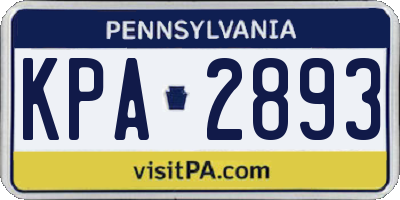 PA license plate KPA2893