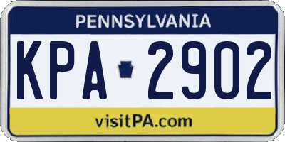 PA license plate KPA2902