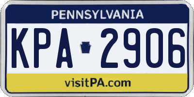 PA license plate KPA2906