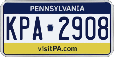 PA license plate KPA2908