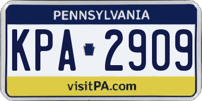 PA license plate KPA2909