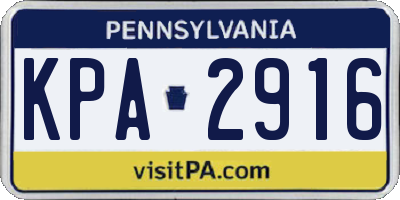 PA license plate KPA2916