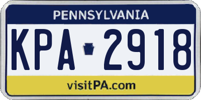 PA license plate KPA2918