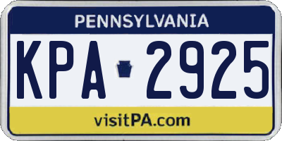 PA license plate KPA2925