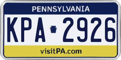 PA license plate KPA2926