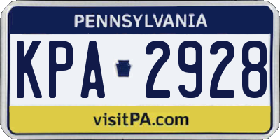PA license plate KPA2928