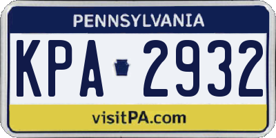PA license plate KPA2932