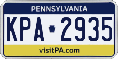 PA license plate KPA2935