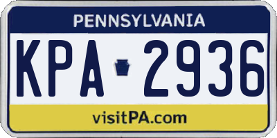 PA license plate KPA2936