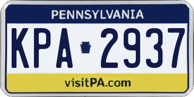 PA license plate KPA2937