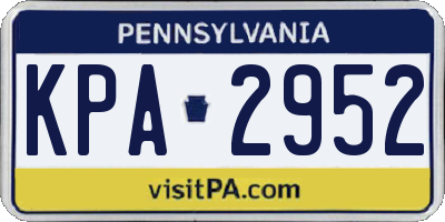 PA license plate KPA2952