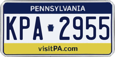 PA license plate KPA2955