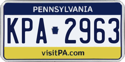 PA license plate KPA2963