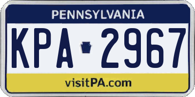 PA license plate KPA2967