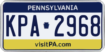 PA license plate KPA2968