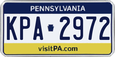 PA license plate KPA2972