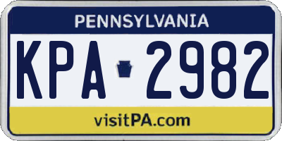 PA license plate KPA2982