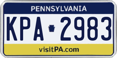 PA license plate KPA2983