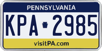 PA license plate KPA2985