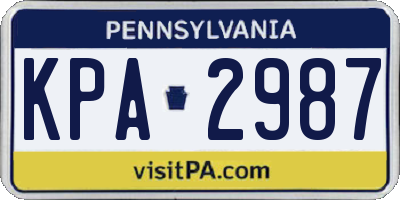 PA license plate KPA2987