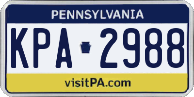 PA license plate KPA2988