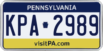 PA license plate KPA2989