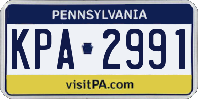 PA license plate KPA2991