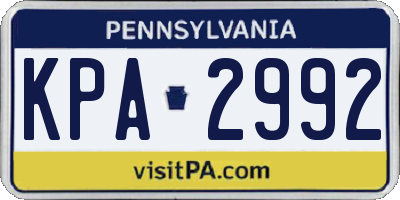 PA license plate KPA2992