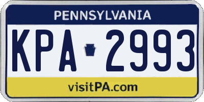 PA license plate KPA2993