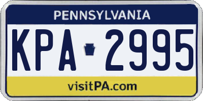PA license plate KPA2995