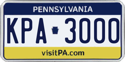 PA license plate KPA3000