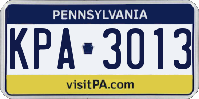 PA license plate KPA3013