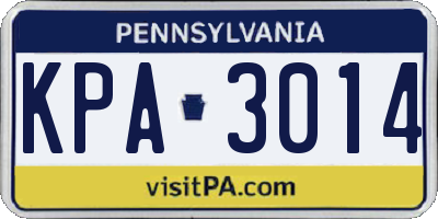 PA license plate KPA3014