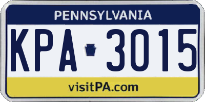 PA license plate KPA3015