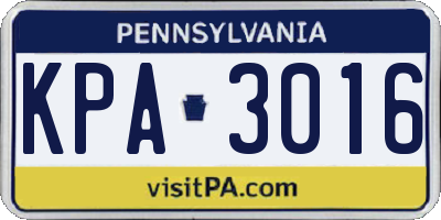 PA license plate KPA3016
