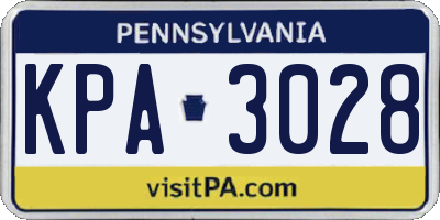PA license plate KPA3028