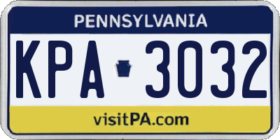 PA license plate KPA3032