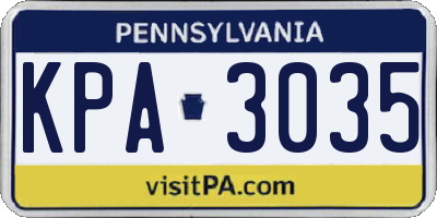 PA license plate KPA3035